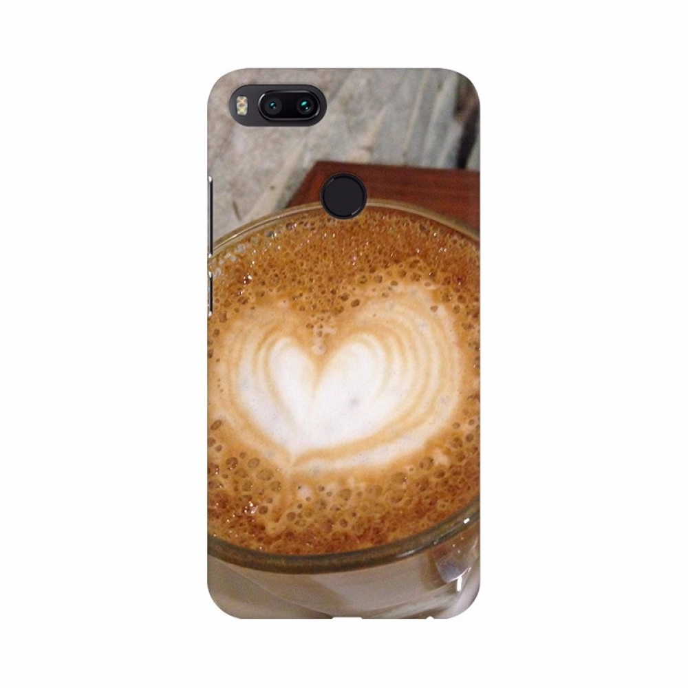Mobile case cover with a heart coffee milk shake design