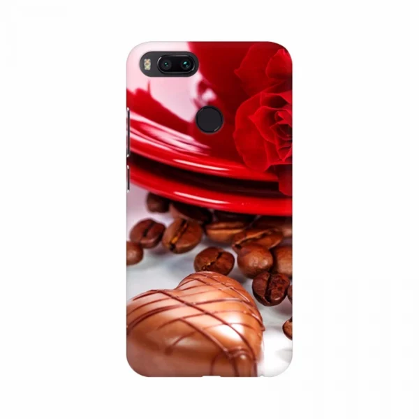 Mobile case cover with dark chocolate and plate decoration design