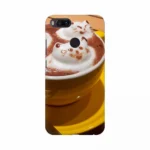 Mobile case cover with a coffee creamy cat design