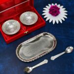 Silver-Plated Brass Bowl & Spoon Set with Velvet Gift Box - Image 2