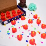 Flameless Candles LED Heart Shape Tea Light Candles Multi Color Electrical Diya Candles Battery Operated Fake Candles...