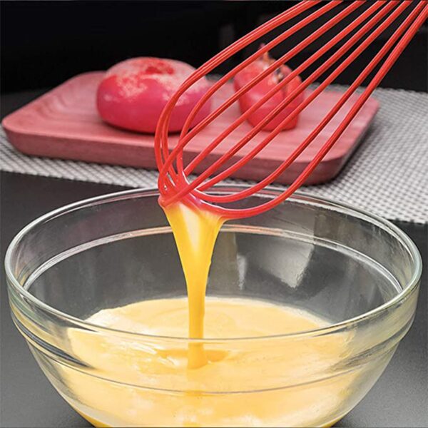 Manual Whisk Mixer – Silicone Cream Whisk, Rotary Egg Beater for Kitchen Baking - Front View by Nari Haat, Indian e...