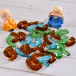 Glass Gem Stone, Flat Round Marbles Pebbles for Vase Fillers, Attractive pebbles for Aquarium Fish Tank. - Fabric Det...