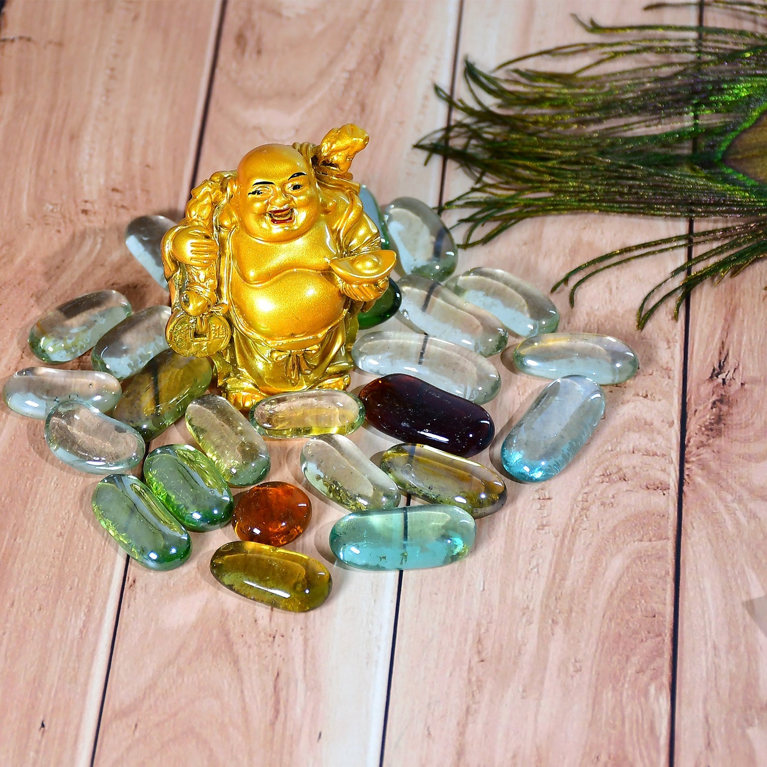 3_bafb2987-d1cb-4595-9f03-1a5fe81af0ad.jpg Glass Gem Stone, Flat Round Marbles Pebbles for Vase Fillers, Attractive pebbles for Aquarium Fish Tank. - Image 1