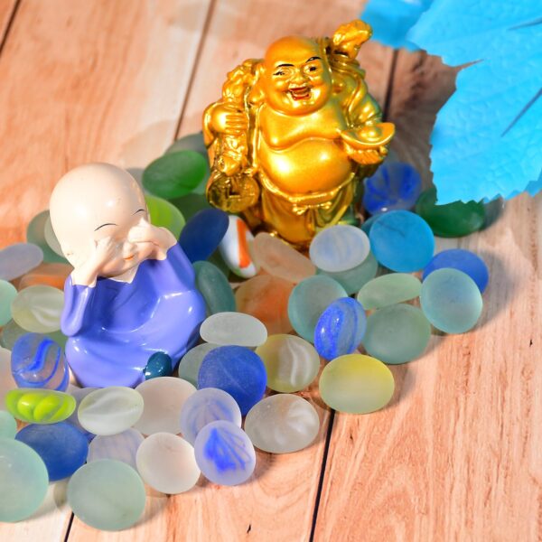 Glass Gem Stone, Flat Round Marbles Pebbles for Vase Fillers, Attractive pebbles for Aquarium Fish Tank. - Front View...