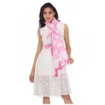 Generic Womens Viscose Straight Duppatta (Pink, Off White) - Image 2