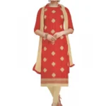 Generic Womens Cotton Regular Unstitched Salwar-Suit Material With Dupatta (Red, 2 mtr)