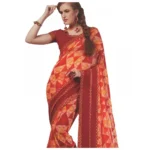 Generic Womens Georgette Digital Printed Saree (Red, 6.25 Mtr) - Image 2