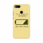 Mobile case cover with a 'run out battery' graphic
