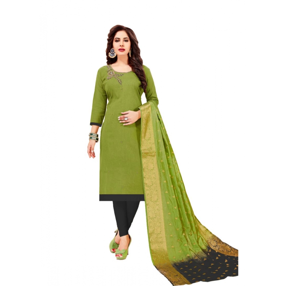 48753154171_0a468f87cf_o_d-1000x1000-1.webp Generic Women's Slub Cotton Unstitched Salwar-Suit Material With Dupatta (Green, 2-2.5mtrs) - Image 1