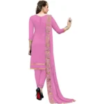 Generic Women's Chanderi Cotton Unstitched Salwar-Suit Material With Dupatta (Pink, 2.20 Mtr) - Image 2