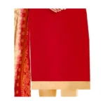 Generic Women's Slub Cotton Unstitched Salwar-Suit Material With Dupatta (Red, 2 Mtr) - Image 2