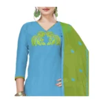 Generic Women's Modal Silk Unstitched Salwar-Suit Material With Dupatta (Sky Blue, 2 Mtr) - Image 3