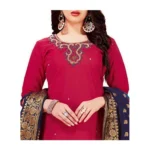 Generic Women's Slub Cotton Unstitched Salwar-Suit Material With Dupatta (Magenta, 2 Mtr) - Image 3