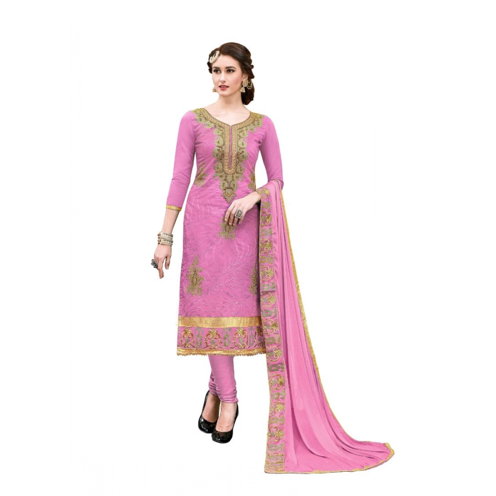 49094805937_f13711994c_o_d-1000x1000-1.webp Generic Women's Chanderi Cotton Unstitched Salwar-Suit Material With Dupatta (Pink, 2.20 Mtr) - Image 1