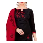 Generic Women's Glaze Cotton Unstitched Salwar-Suit Material With Dupatta (Black, 2 Mtr) - Image 3
