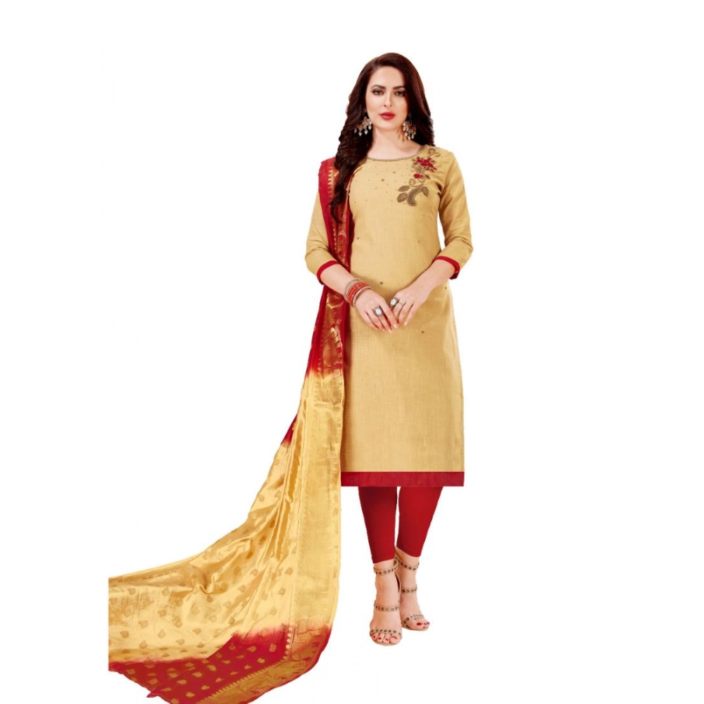 49094816722_1e44863808_o_d-1000x1000-1.webp Generic Women's Slub Cotton Unstitched Salwar-Suit Material With Dupatta (Beige, 2 Mtr) - Image 1