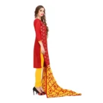 Generic Women's Banarasi Jacquard Unstitched Salwar-Suit Material With Dupatta (Red, 2 Mtr) - Image 3
