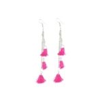 Women's Silver-Tone Alloy Hook Dangle Earrings - Front View by Nari Haat, Indian ethnic wear, women clothing, designe...