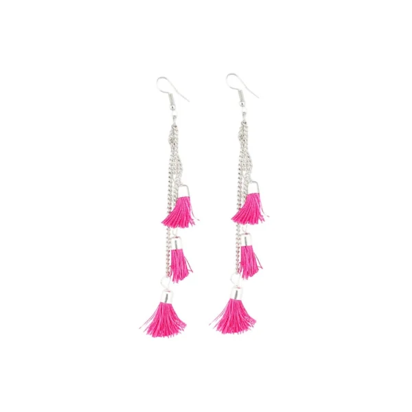 Women's Silver-Tone Alloy Hook Dangle Earrings - Front View by Nari Haat, Indian ethnic wear, women clothing, designe...