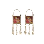 Multicolour Silver Plated Alloy Dangle Hook Earrings for Women - Front View by Nari Haat, Indian ethnic wear, women c...