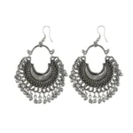Women's Silver Plated Alloy Dangle Hook Earrings - Front View by Nari Haat, Indian ethnic wear, women clothing, desig...