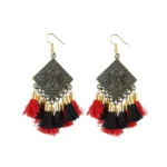 Elegant Multicolour Tassel Drop Earrings for Women - Front View by Nari Haat, Indian ethnic wear, women clothing, des...
