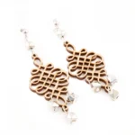 Artisan Handcrafted Brown Wooden Dangle Earrings for Women - With Dupatta by Nari Haat, Indian ethnic wear, women clo...