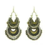 Women's Elegant Gold Plated Hook Dangler Earrings | Statement Jewelry - Front View by Nari Haat, Indian ethnic wear, ...