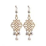 Artisan Handcrafted Brown Wooden Dangle Earrings for Women - Front View by Nari Haat, Indian ethnic wear, women cloth...