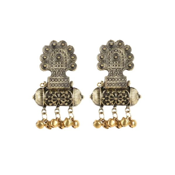 Women's Gold Plated Afgani Dangler Earrings - Front View by Nari Haat, Indian ethnic wear, women clothing, designer suit