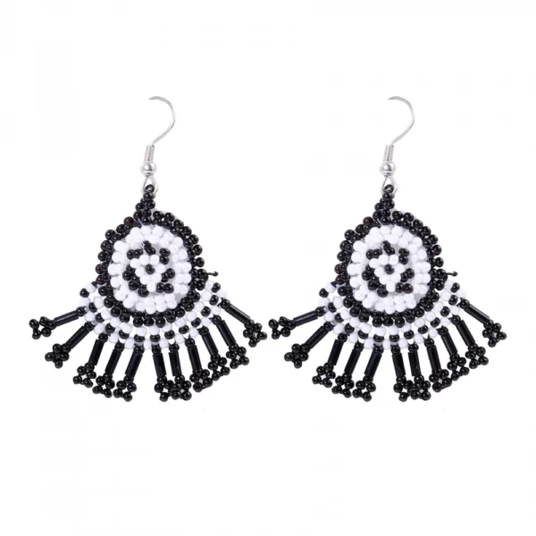 Women's Black Alloy Thread Dangler Hook Earrings - Front View by Nari Haat, Indian ethnic wear, women clothing, desig...