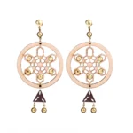 Women's Brown Alloy & Bead Dangle Hook Earrings - Front View by Nari Haat, Indian ethnic wear, women clothing, design...