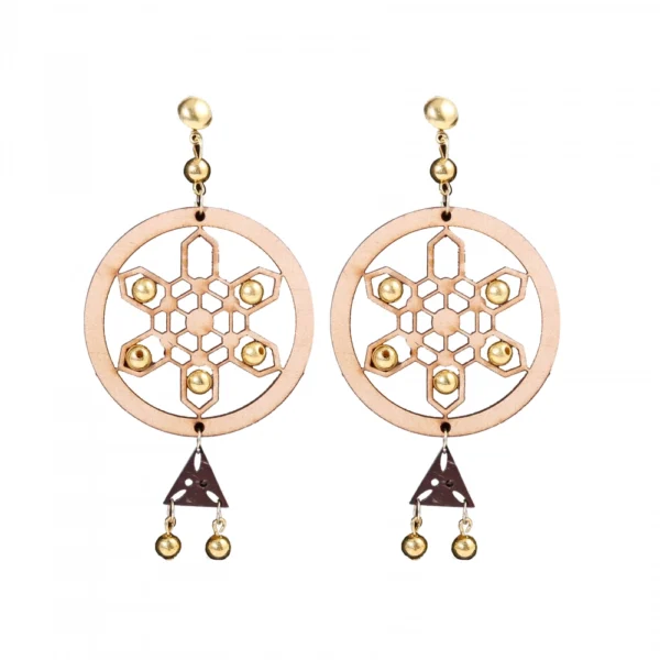 Women's Brown Alloy & Bead Dangle Hook Earrings - Front View by Nari Haat, Indian ethnic wear, women clothing, design...