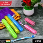 4-Piece Anti-Bacterial Plastic Toothbrush Cover Set – Travel Holder Cases - With Dupatta by Nari Haat, Indian ethni...