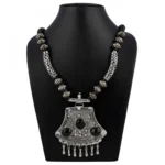 Tibetam Silver and Black Acrylic Beads Necklace - Image 3