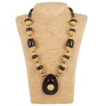 Designer Dark Brown and Golden Beads South Style Necklace - Image 2