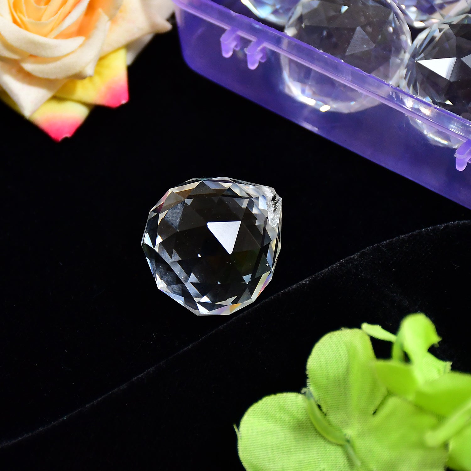 4_05e88131-2013-4622-be83-869d856acba1.jpg White Crystal Ball Hanging Crystal Ball for Home and Office or Car Decor. - Front View by Nari Haat, Indian ethnic we...