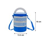 3 layer Adjustable Insulated Tiffin Set of 1, Blue 3 Containers Lunch Box - Fabric Detail by Nari Haat, Indian ethnic...