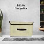 Foldable Storage Box with Lid and Handles Cotton Linen Organizer for Nursery - Image 3