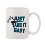 White Printed Ceramic Coffee Mug 11oz