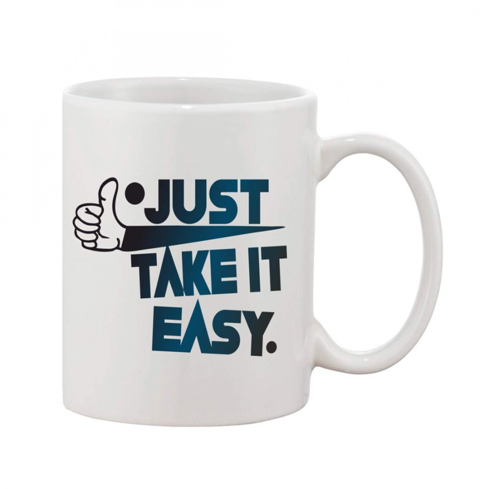 White Printed Ceramic Coffee Mug 11oz