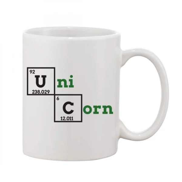 White printed ceramic coffee mug