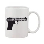 Elegant White Printed Ceramic Coffee Mug 11oz