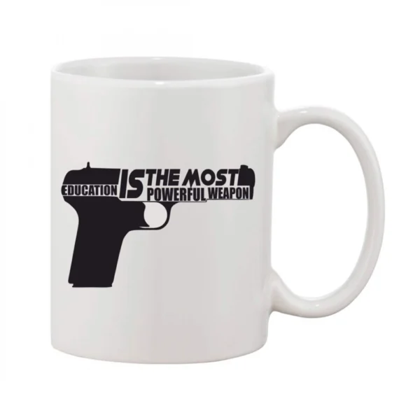 Elegant White Printed Ceramic Coffee Mug 11oz