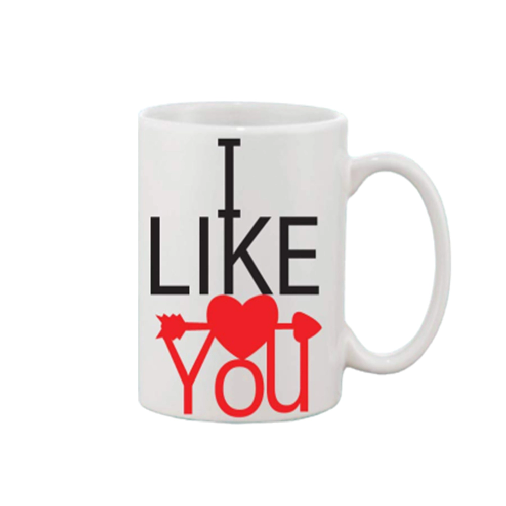 Elegant Printed White Ceramic Coffee Mug 11oz