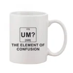 White printed ceramic coffee mug