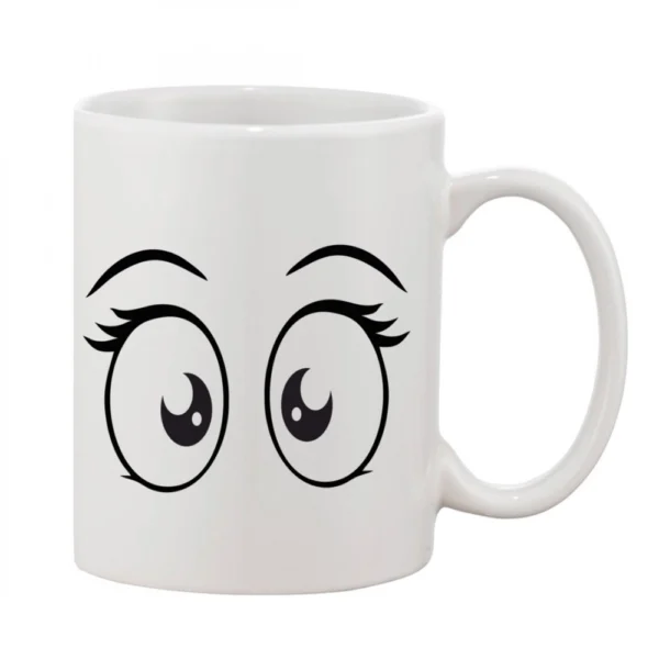 Elegant White Printed Ceramic Coffee Mug 11oz