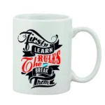 Elegant White Printed Ceramic Coffee Mug 11oz