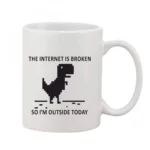 Elegant 11oz white ceramic coffee mug with vibrant print